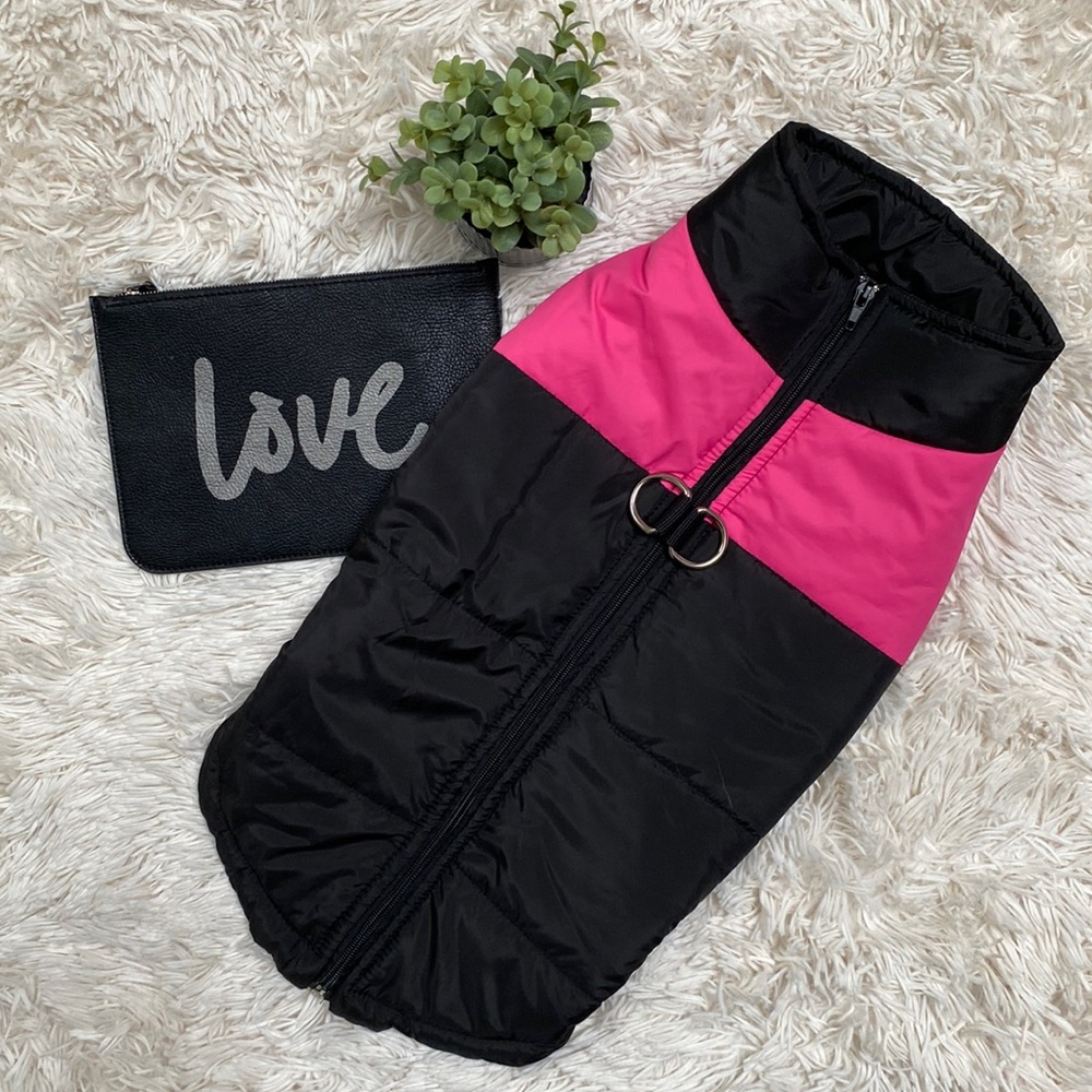 🎉HP🎉 Dog Full Zip Puffer Winter Coat 💗 Black & Pink